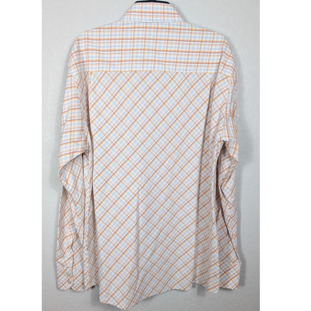 Linea Dome Chemise Mens Orange Plaid Shirt Long Sleeve Button Down‎ L 16 1/2-17 - Picture 3 of 7
